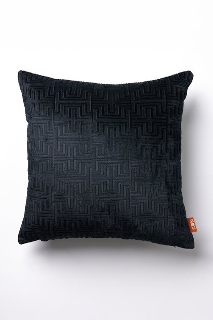 Woven Velvet Geometric Pattern Throw Pillow Cover-Black