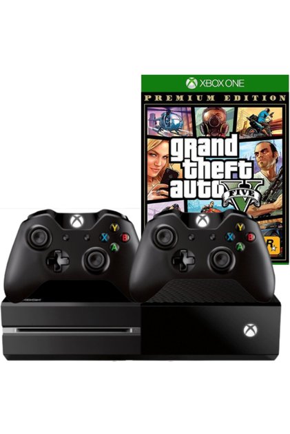 Consolă Xbox One 500GB + 2 controllere refurbished + joc GTA 5 refurbished