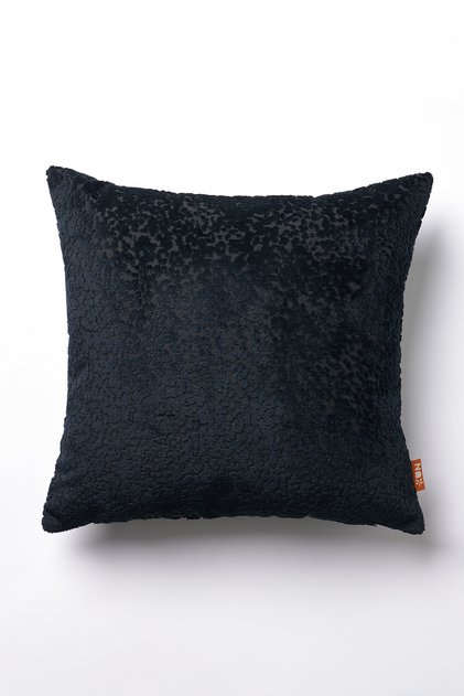 Woven Velvet Dot Patterned Throw Pillow Cover-Black