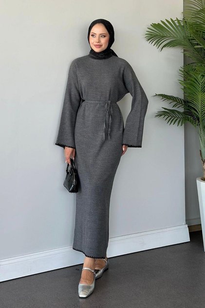 Anthracite Women's Shepherd Stitch Knit Dress