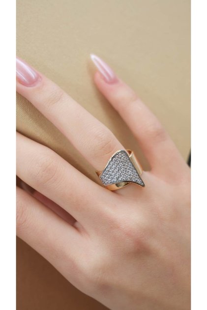 Gold Plate Zircon Stone Wing Adjustable Ring