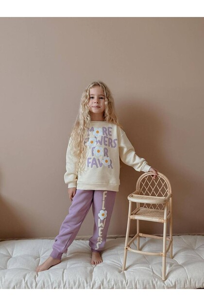 Girl's Daisy Patterned 3-Ply Shar Fleece-Lined Kim