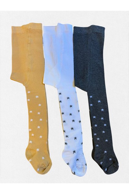 Girl's Pantyhose Cotton Washed Fabric Brown White Gray Star Patterned