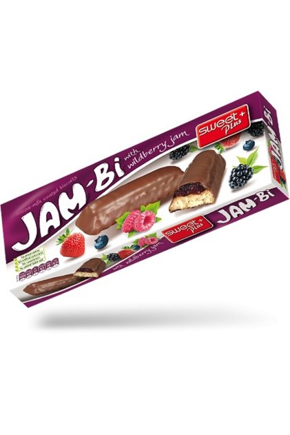 4 BUCx150gr -Biscuiți glazurați cu cacao și dulceață de fructe de pădure JAM-BI