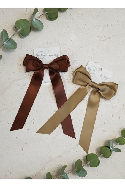 Double Long Tail Ribbon Shiny Bowknot Buckle, Bowknot Buckle, Children's Buckle Hand Made Grosgrain Ribbon Buckle
