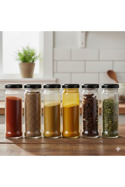 6Pcs 105Cc Multipurpose Tall Glass Condiment Bottle Camping Juice Shot Bottle with Metal Lid 6X105Cc