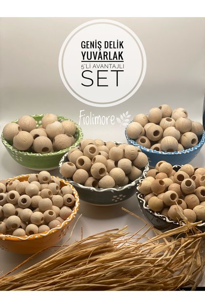360 Pieces Raw Wide Hole Round Wooden Beads Board Set Pacifier Chain Jewelry Macrame Keychain