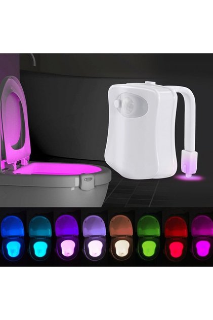 Lampă LED pentru toaletă, 8 culori, senzor de mișcare, impermeabilă