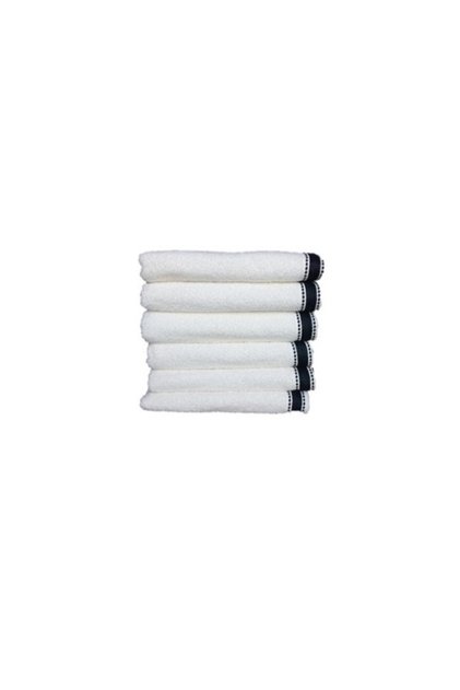 El Havlusu 6 Pieces White with Patterned Edge Soft