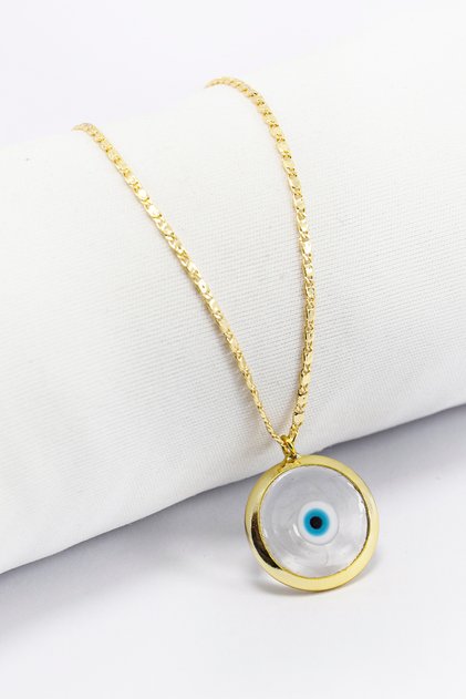 Transparent Handmade Evil Eye Bead Bijouterie Necklace, Gift Necklace