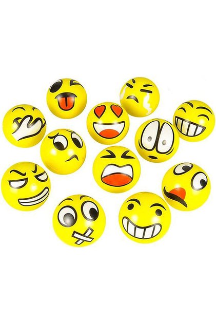 Jucarie squishy Pitikot® tip bila antistres, set de 12 bile senzoriale, cu emoticoane si culori vii