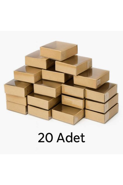 20 Adet 8×8×4 cm Kraft Kutu – Şeffaf Kapaklı, Hediye ve Ürün Kutusu, Takı – Mini Paketleme Kutusu