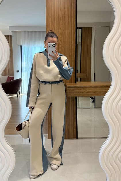 Düğme Detaylı Şardonlu Takım