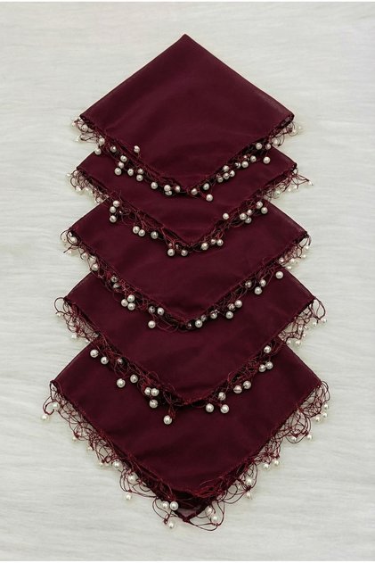Burgundy Chiffon Bride Groom Handkerchief, Wedding Handkerchief Bridesmaid Bride Party Henna Engagement Circumcision Gift, 10 Pieces