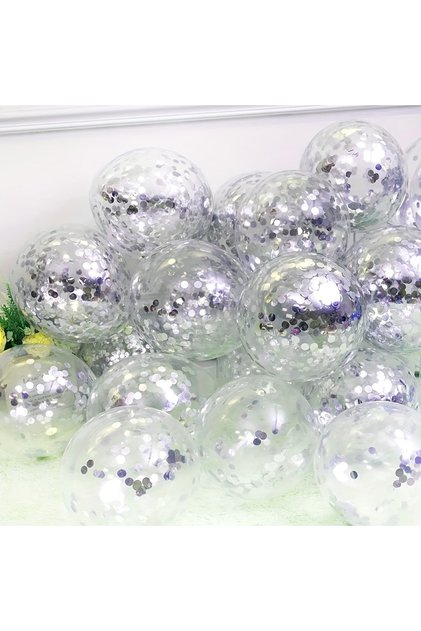 20Pcs 12INCH Silvery 20/40Pcs Silver Confetti Balloons - Thick and Durable, With Confetti, Suitable