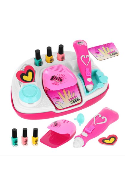 Salon de manichiură pentru copii, 5 ani+, 16 accesorii incluse, ojă, sclipici, șabloane, lampă de unghii