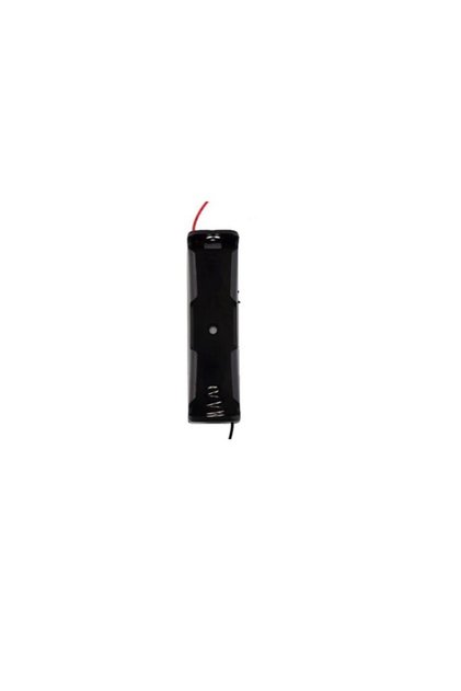 Carcasa cu suport si conectori cu 2 fire, pentru 1 acumulator tip 18650, din plastic negru