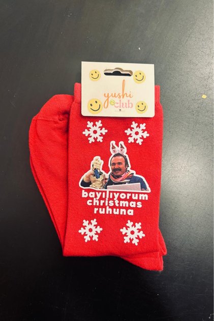 New Year Special Burhan Altıntop Red Bamboo Stitch-Free Socks