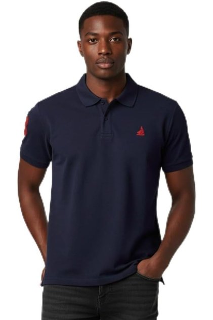 Men’s Premium Cotton Polo Shirt with Embroidered Logo – Navy