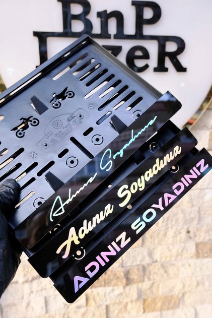 İsme Özel Hologram Yazı Piano Black Motor Plakalık