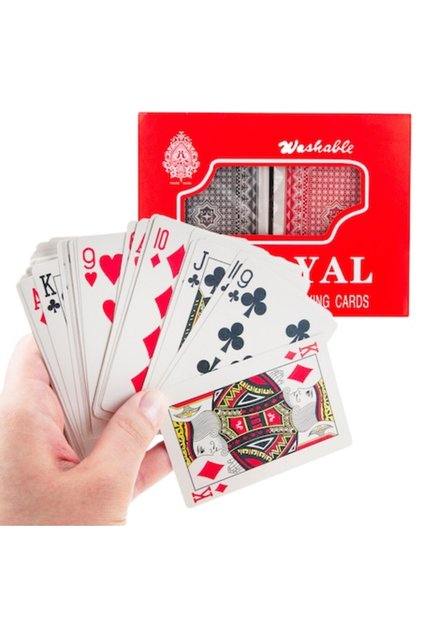 Set de 2 cărți de joc, 54 de cărți, roșu/negru, 5,5x9cm