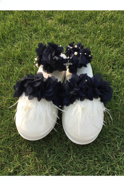 Maternity Slippers and Floral Crown, Women's Maternity Set, Feathered Pearl Model
