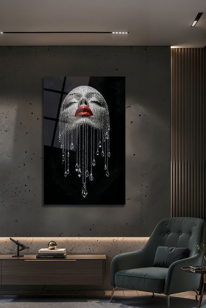 Lanț de cristal cu detalii Siluetă feminină Tablou din sticlă 4 mm Sticlă temperată Decorativă, fără decolorare, imprimare HD
