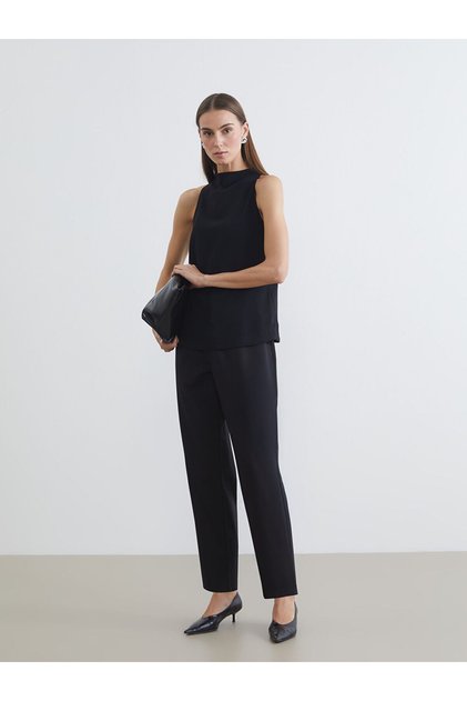 Lcw Grace Black Women's Elastic Waist Pants