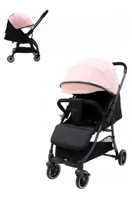 Two-way folding baby stroller with one hand; adjustable child seat in multiple positions; storage basket