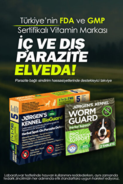 Jorgens Kennel Kedi için %100 İç - Dış Bitkisel Parazit Tableti ve