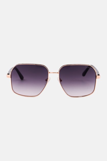 Women GU0010705B58 Geometric Sunglasses, Black/Rose Gold