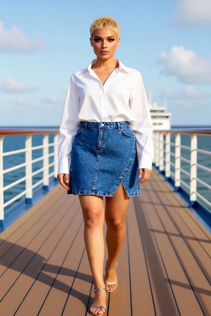 Women's High Waist Denim Skirt Front Slit Straight Fit Short Length Functional Durable Quality