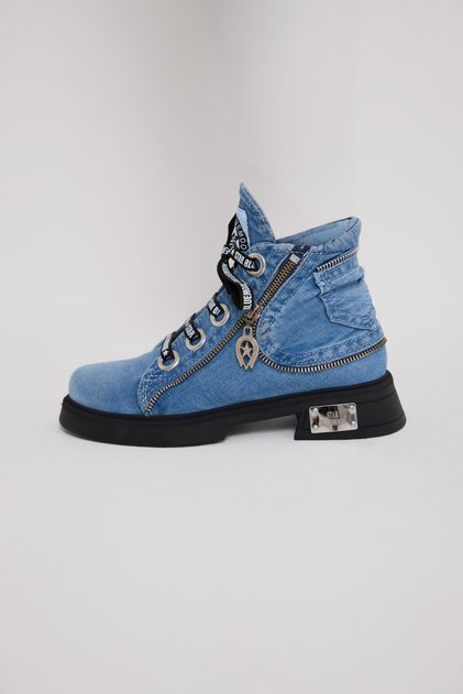Denim Boots Metal Detailed Daily Orthopedic -H465