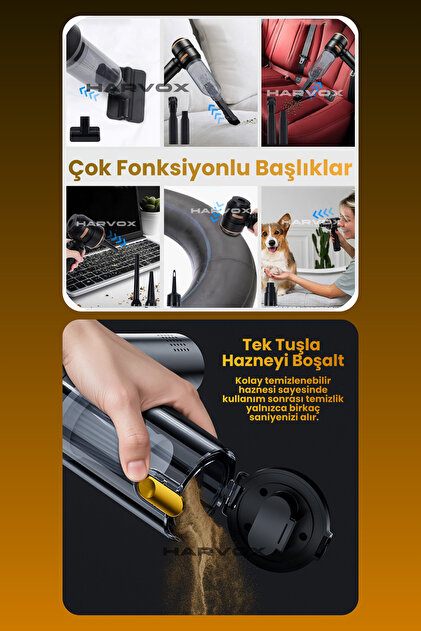 HARVOX 18000pa Güçlü Vakum Araç Süpürgesi Taşınabilir Çantalı