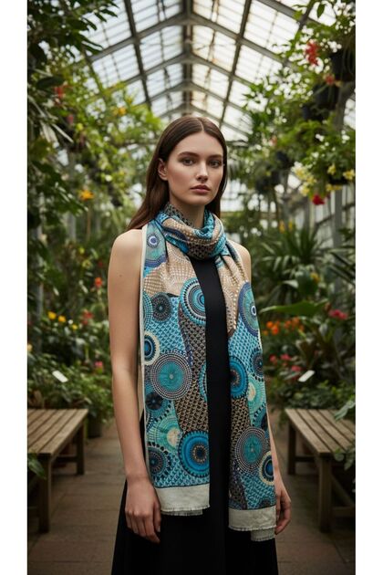 Knitwear and Chiffon Ethnic Patterned Women's Scarf Shawl 180X35 cm
