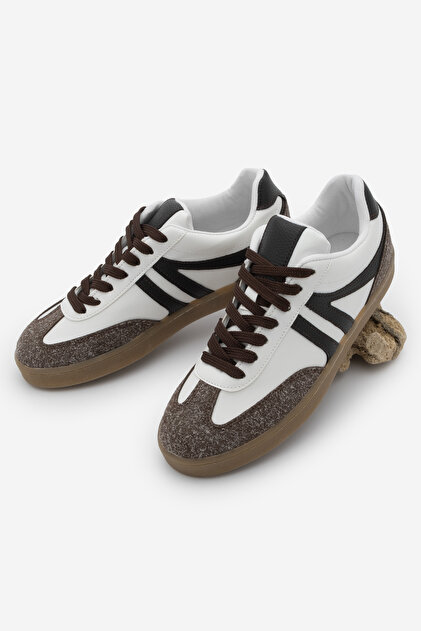 Marjin Kadın Sneaker Bağcıklı Düz Taban Retro Spor Ayakkabı Enoy