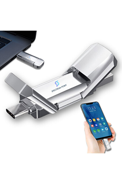 Stick de memorie 2 în 1 USB+Type-C, 128 GB, pentru telefon/laptop/PC/tabletă, compatibilitate universală
