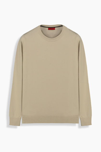 Interview Woven Wool Slim Fit Bisclet Collar Sweater