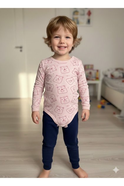 Girl Boy Child Baby Long Sleeve Snap Fastener Bodysuit-Badi 100% Organic Cotton 3.5-4-5-6 Years Old
