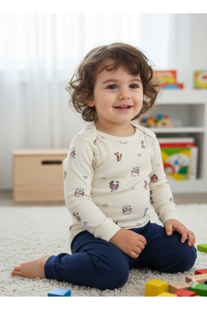 Girl Boy Child Baby Long Sleeve Snap Fastener Bodysuit-Badi 100% Organic Cotton 3.5-4-5-6 Years Old