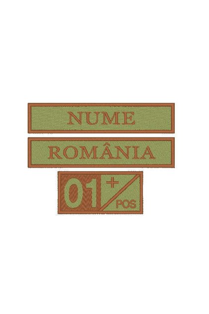 Insignă cu nume + România + Grupă sanguină