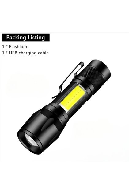 S014-A High-power Led Flashlight USB Rechargeable Torch with Display Zoomable Light with Battery Cam