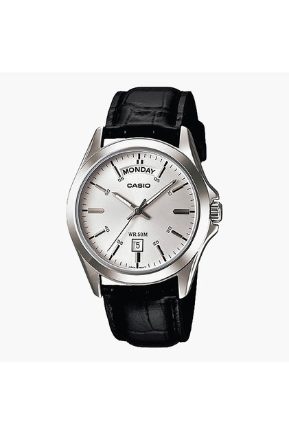Men Black Analog Leather Strap Watch - MTP-1370L-7AVDF