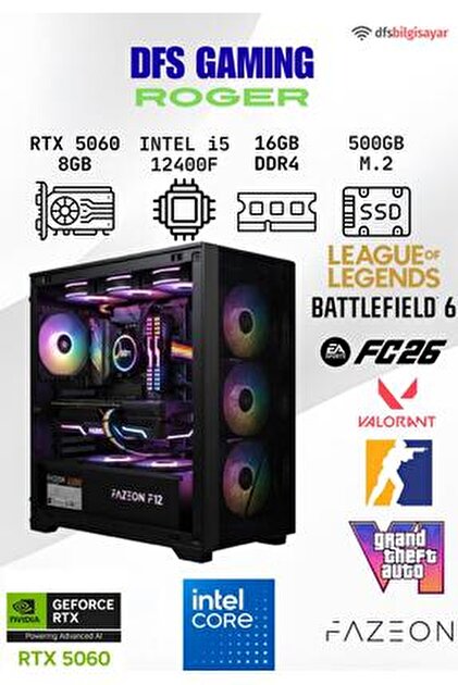 FAZEON DFS Gaming ARC INTEL I5 12400F-H610M-RTX 5060 8GB-16GB DDR4