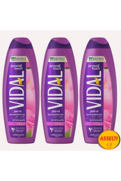 ASSELTI Origine Italia – 3× Sensual Touch 500 ml, Gel de duș catifelat Camellia și Ambra