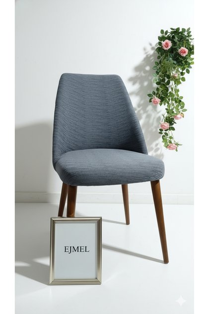 JAKAR KUMAŞ çizgili desen Sandalye Kılıfı Büyük Oval Streç Lastikli kumaş Sandalye Örtüsü 1 Adet