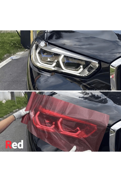 Red Hologram Honeycomb Pattern Headlight Stop Film Headlight Foil Headlight Scratch Blocker Foil 100 X 30 cm