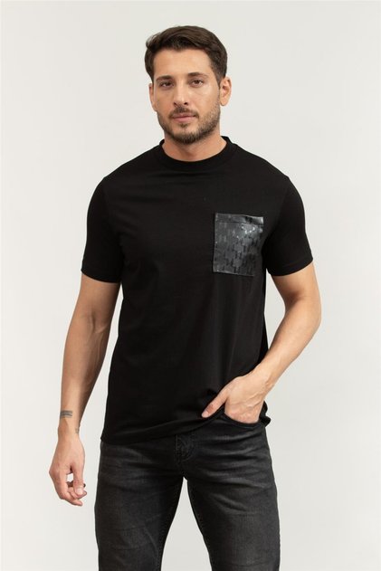 Crewneck Erkek Bisiklet Yaka T-Shirt Siyah