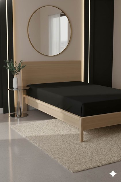 100% Cotton Ranforce Premium Single Fitted Sheet - Black