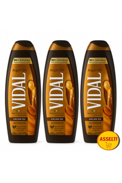 Set ASSELTI® Origine Italia – 3 x Ulei de Argan 500 ml, gel de duș hrănitor cu ulei de argan